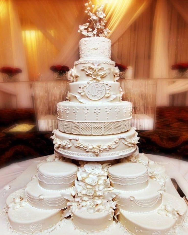 Wedding cake and elegant event dessert setup by Desserts ETC Montreal